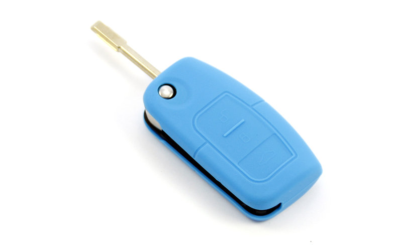 SILICONA LLAVE FORD BANANA TRES BOTONES AZUL